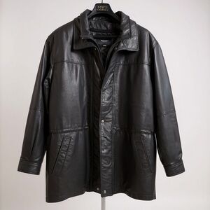 Men's Black Leather Jacket by Pescara
